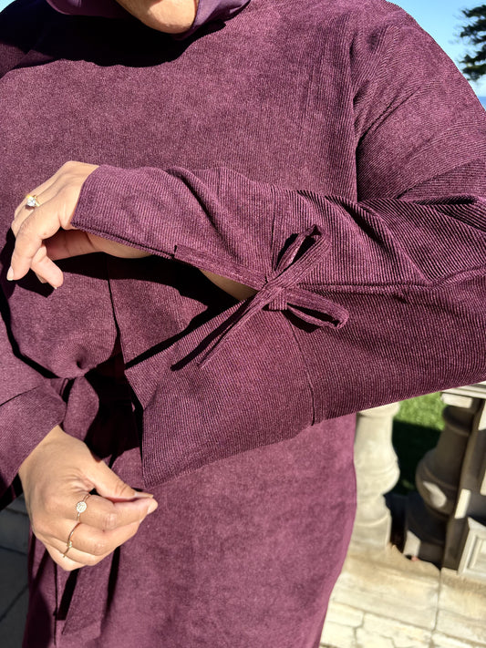 Corduroy Bow - Maroon