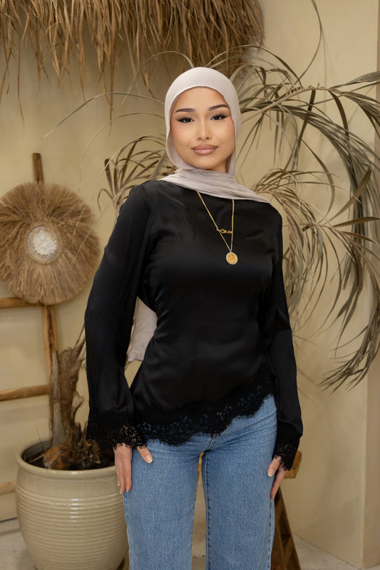 Satin lace tops
