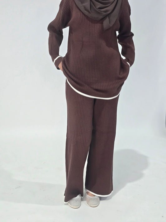 Knit Top and Pant - Brown