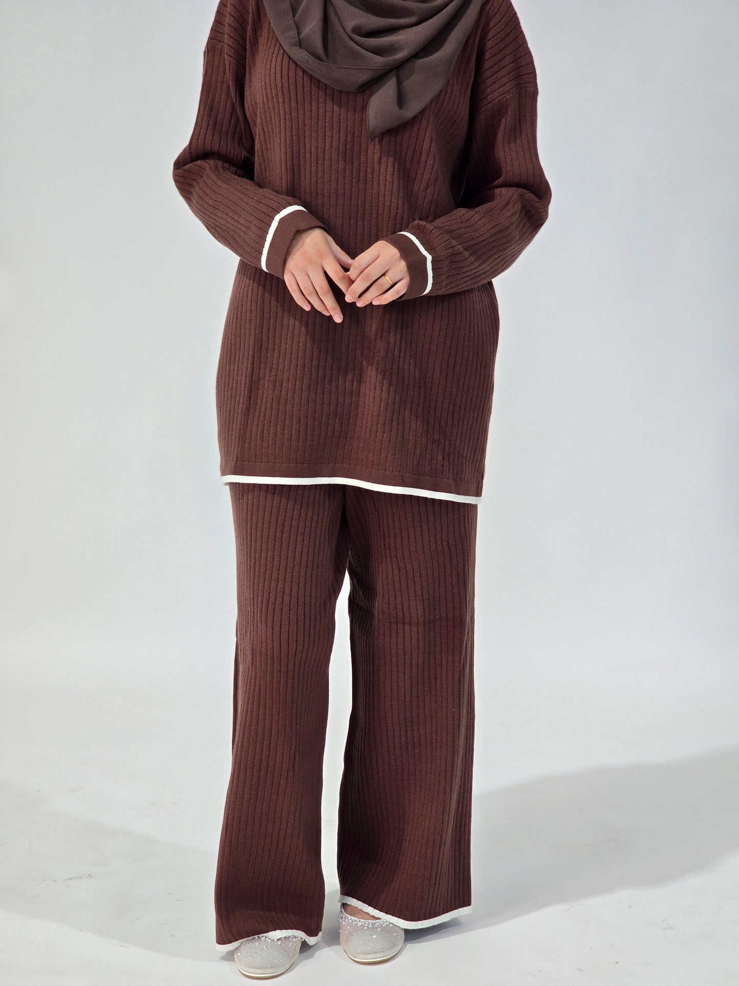 Knit Top and Pant - Brown
