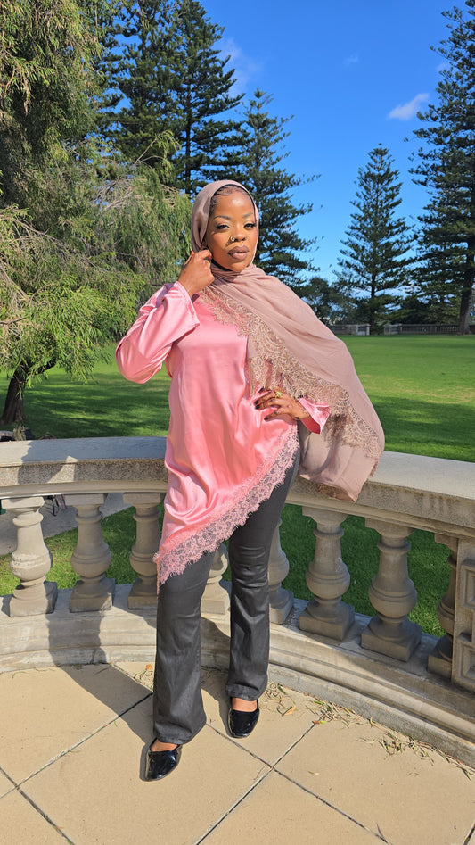 Satin Long lace top