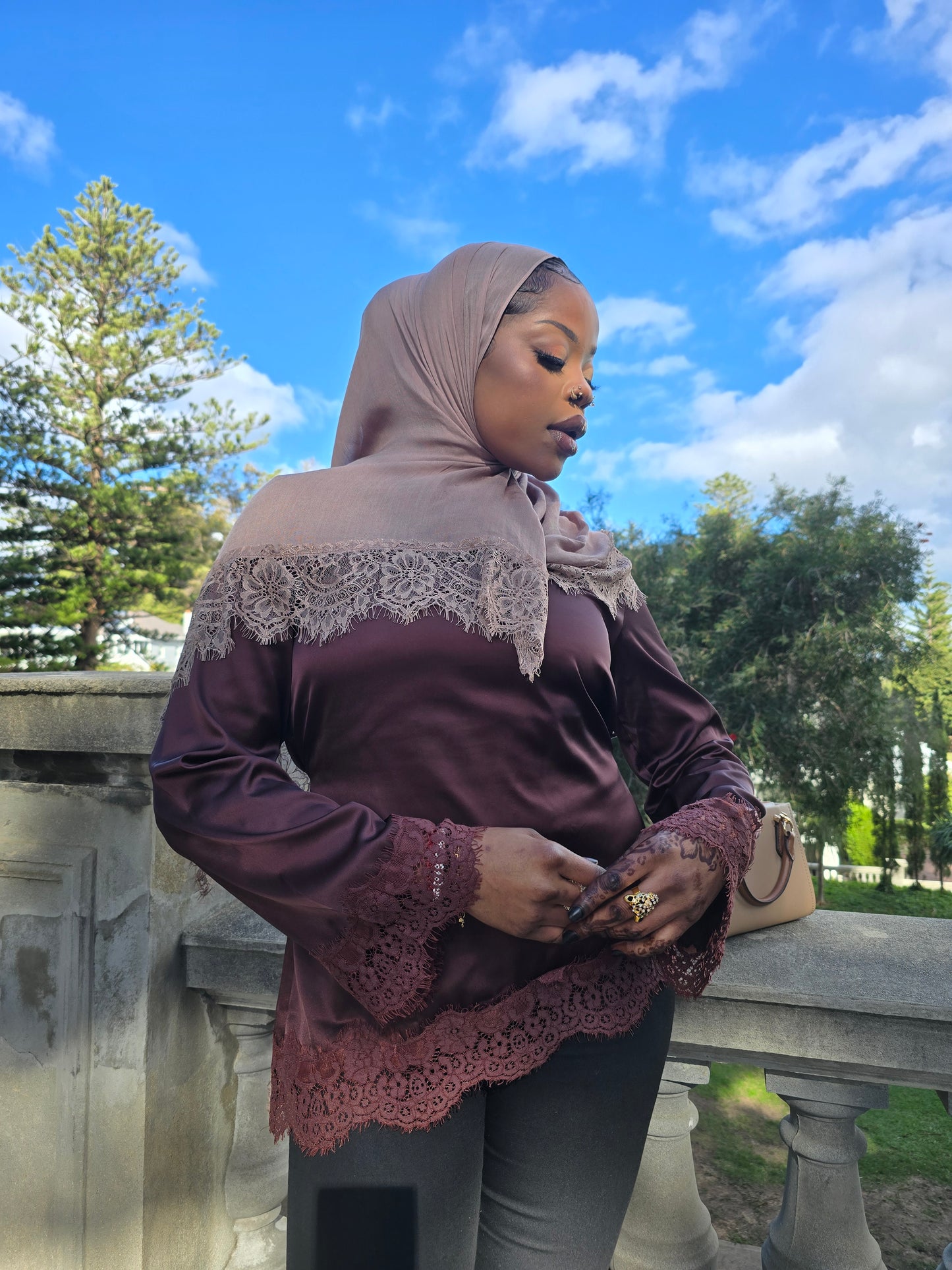 Satin lace tops