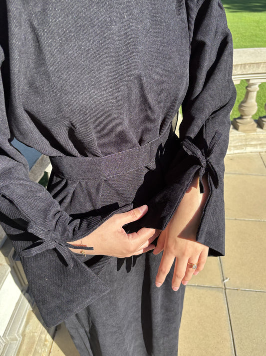 Corduroy Bow - Black