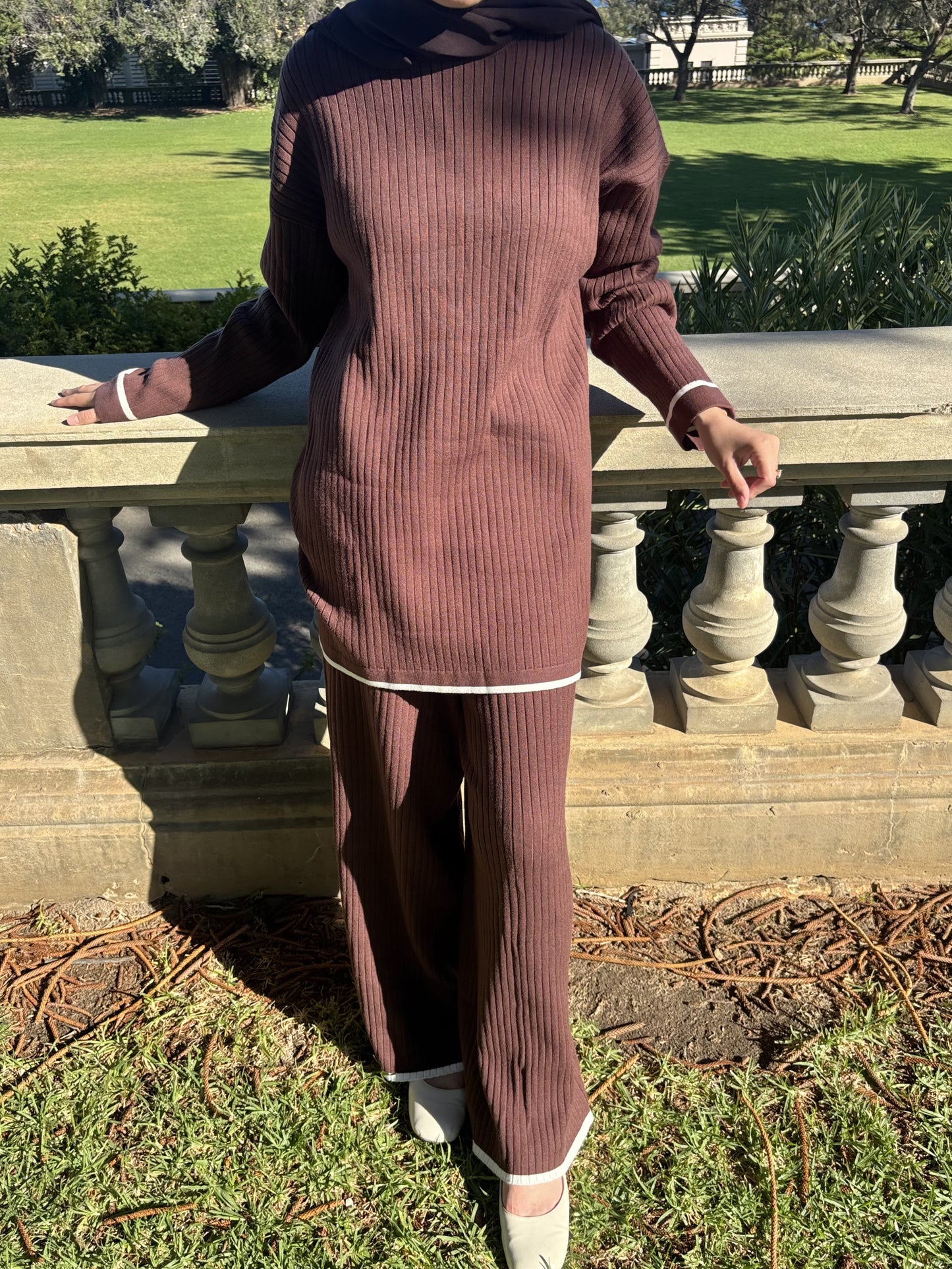 Knit Top and Pant - Brown