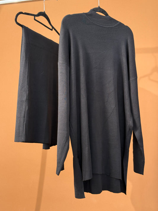 Knit Top and Skirt - Black