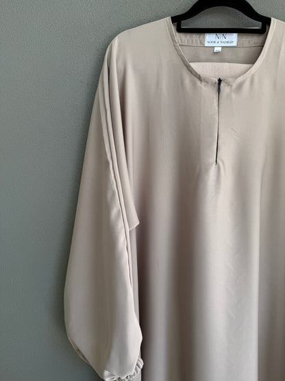 Beige Plain Abaya