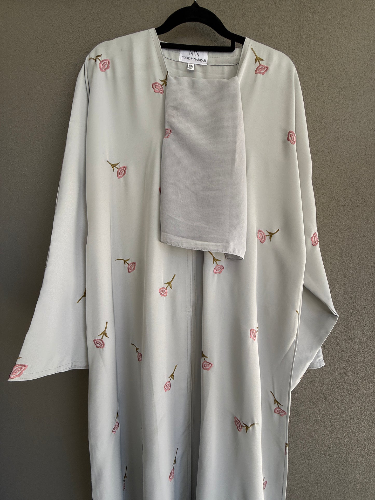 Grey Rose Abaya