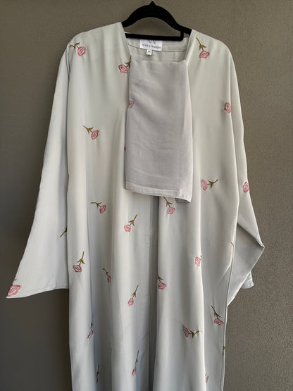Grey Rose Abaya
