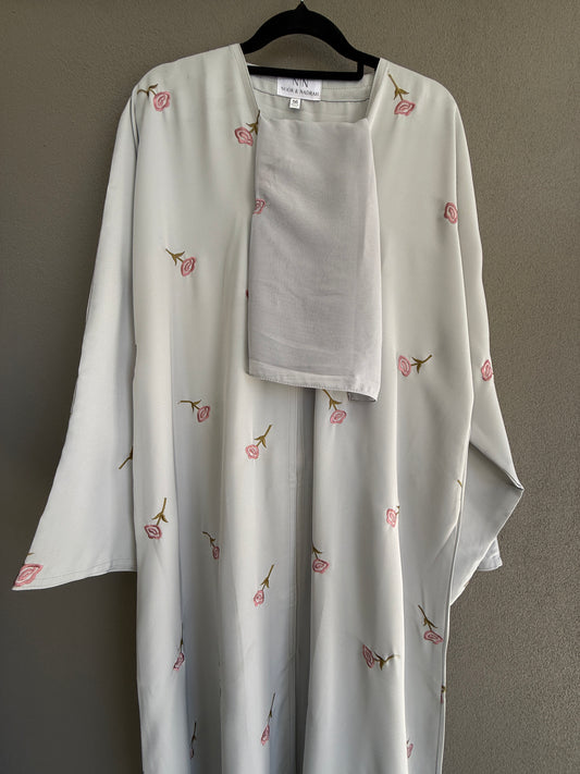 Grey Rose Abaya