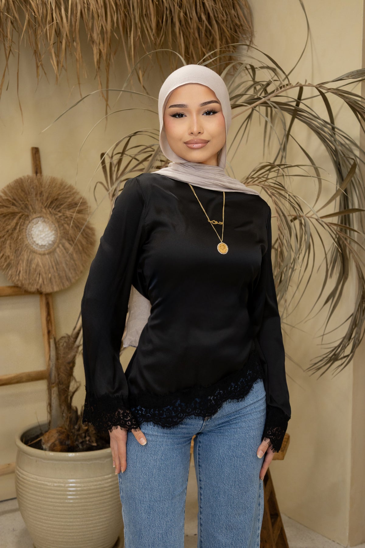 Satin lace tops