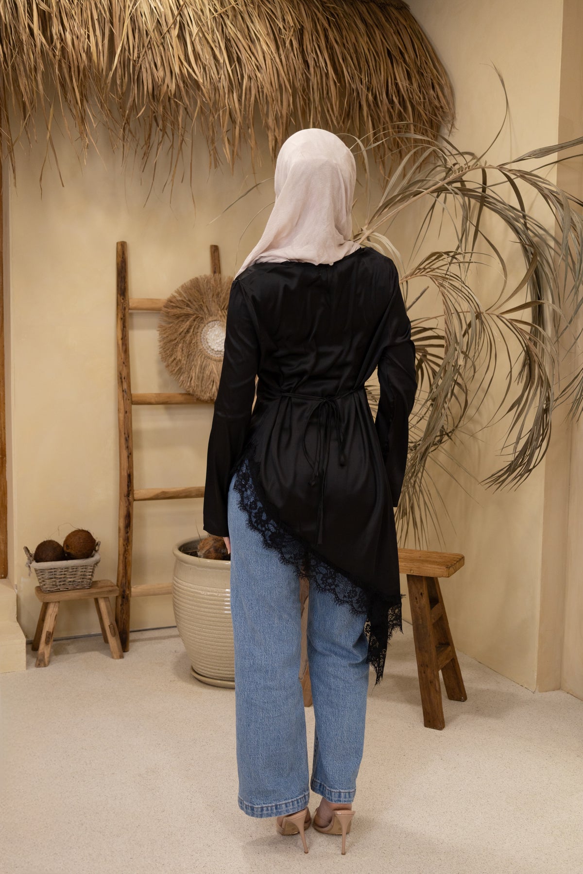 Satin Long lace top