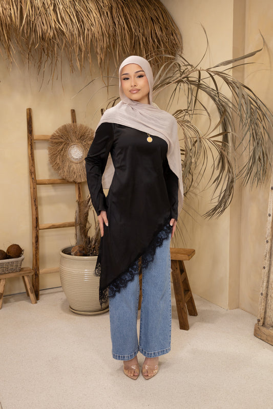 Satin Long lace top