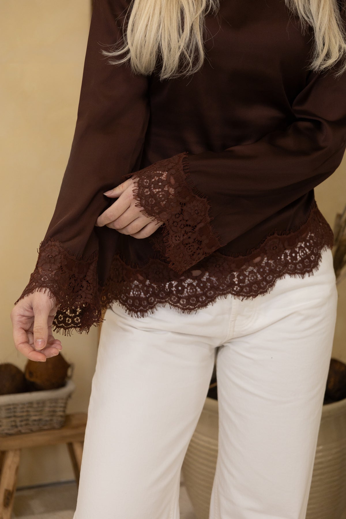 Satin lace tops